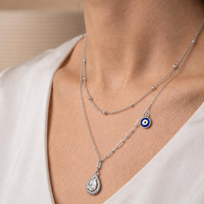 925 Sterling Silver Evil Eye Layered Necklace