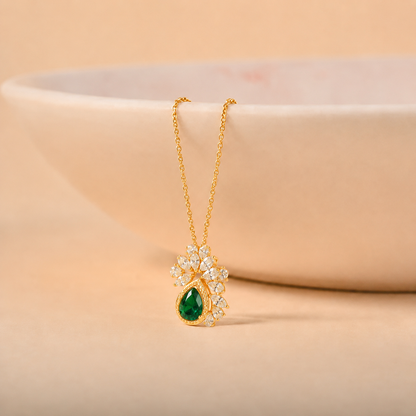 Emerald Bloom Diamond Pendant Necklace