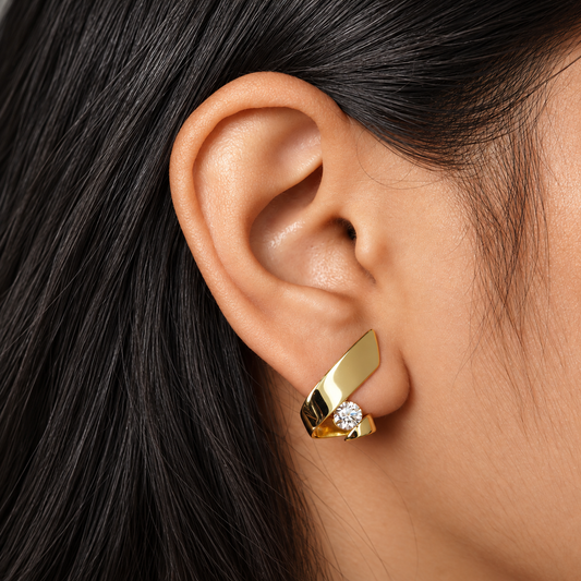 Sculpted Luxe Solitaire Earrings