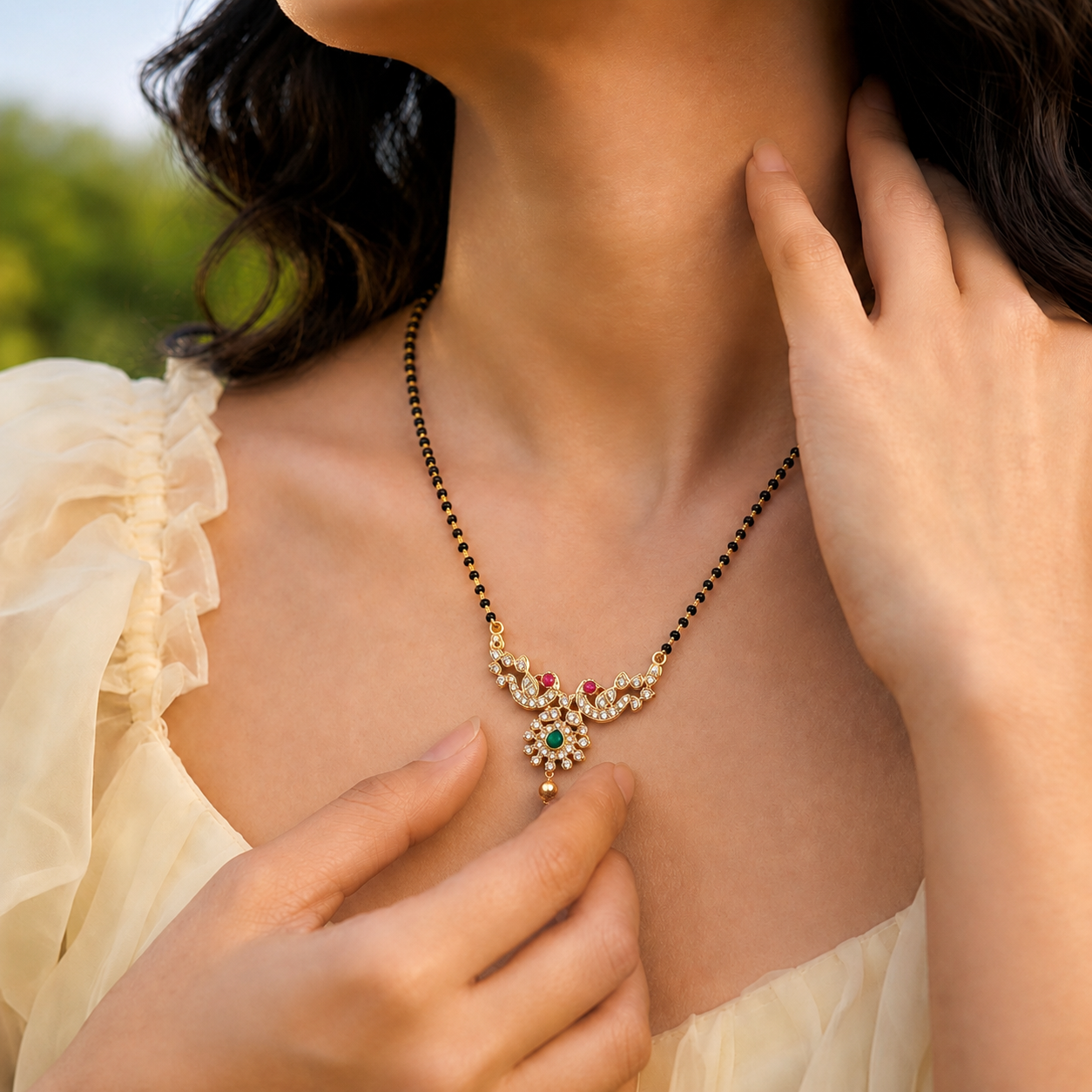 Traditional Emerald Drop Mangalsutra