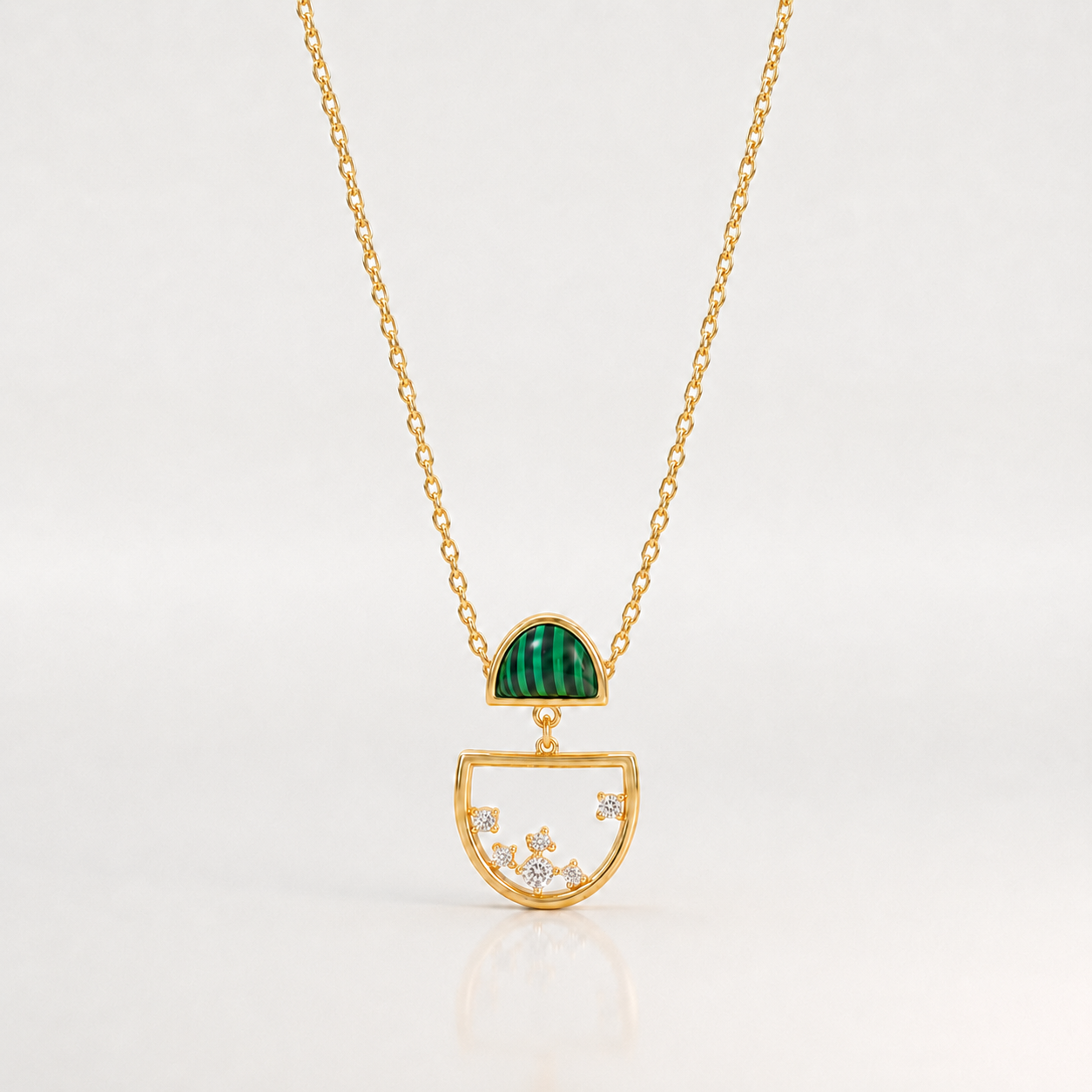 Verdant Celestial Art Deco Pendant