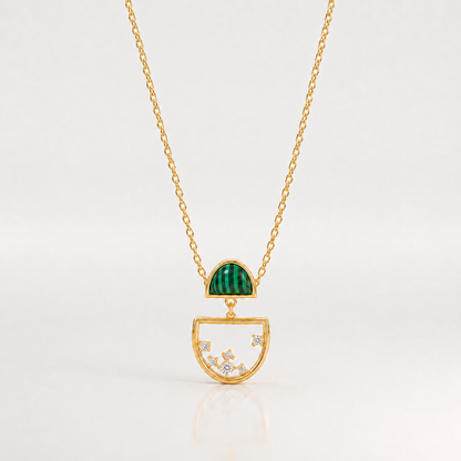 Verdant Celestial Art Deco Pendant