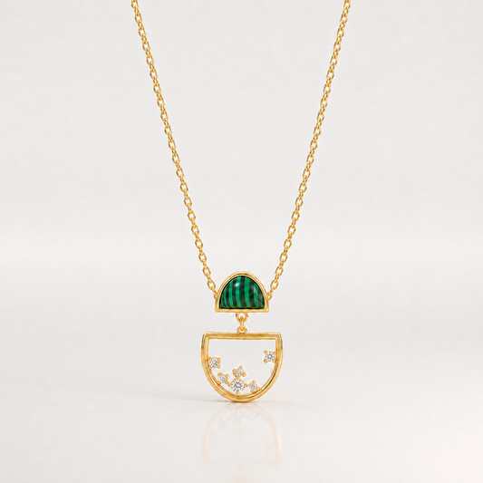 Verdant Celestial Art Deco Pendant