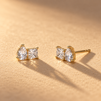Twin-Cut Stud Earrings