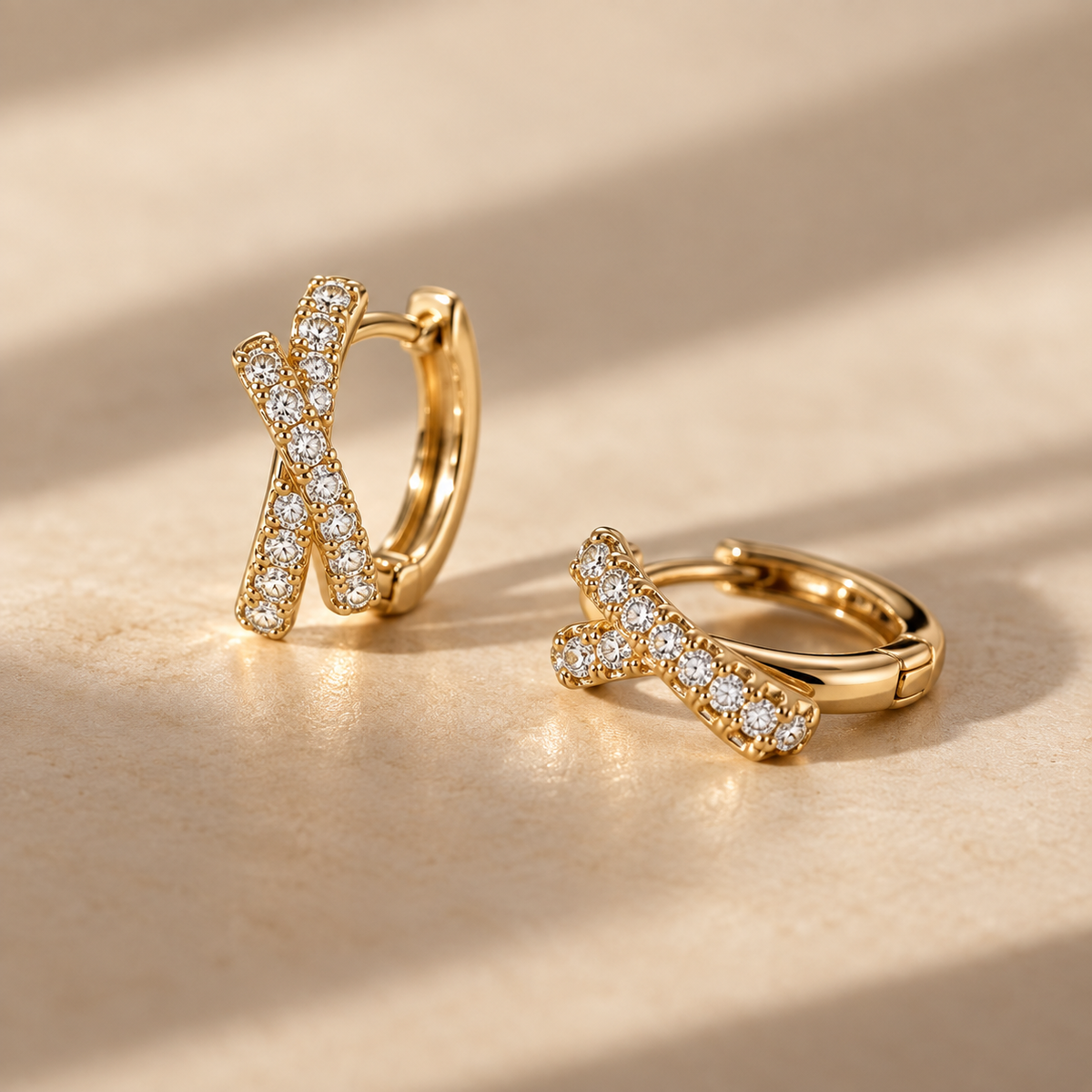 Xenia Criss-Cross Sparkle Hoops