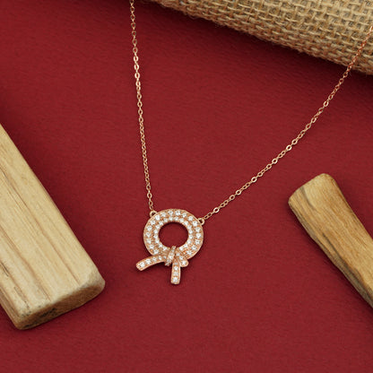 Radiant Ribbon Halo Pendant Necklace