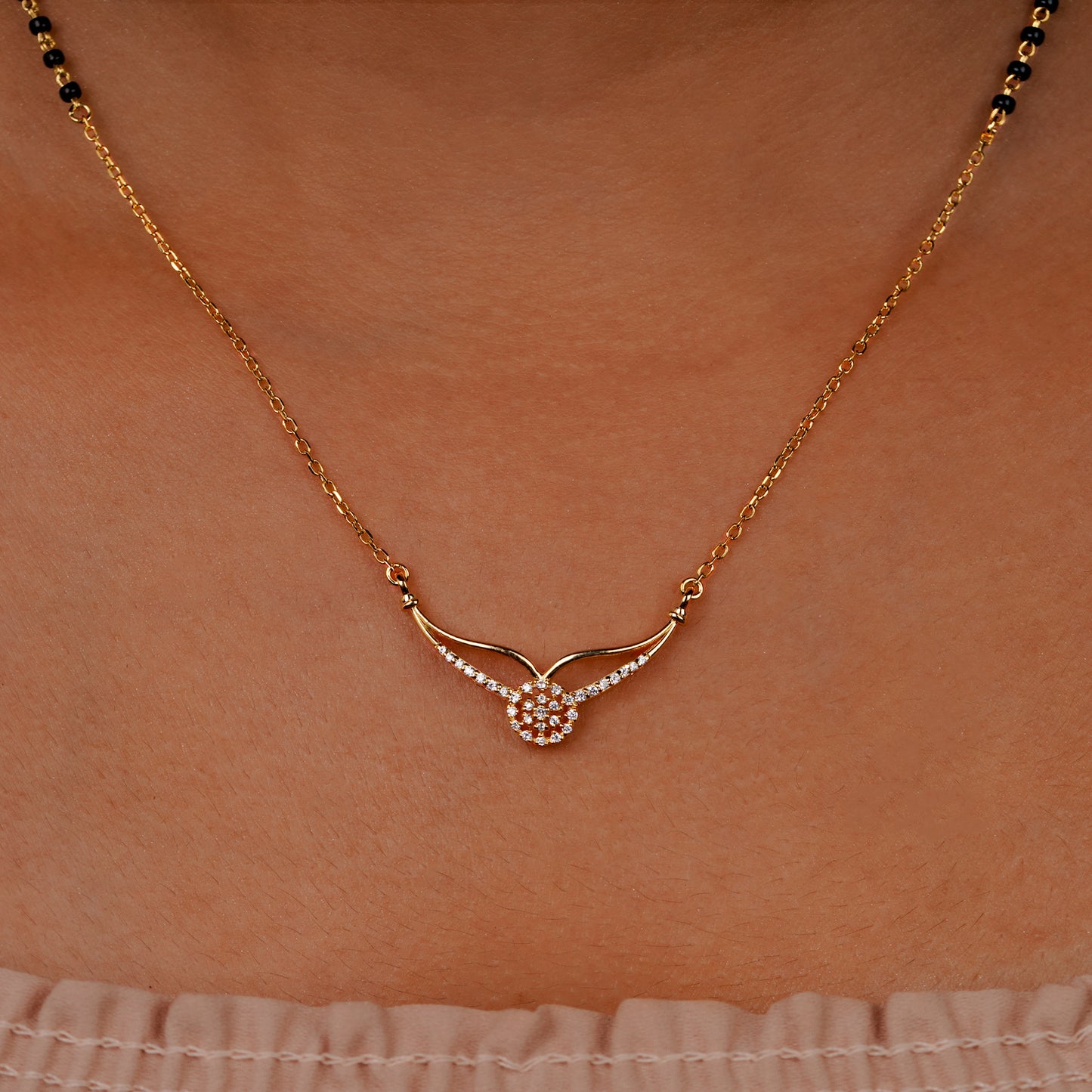Floral Aura 925 Silver Diamond Mangalsutra