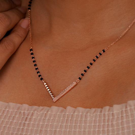 V-Shape Modern Mangalsutra Pendant in 925 Silver