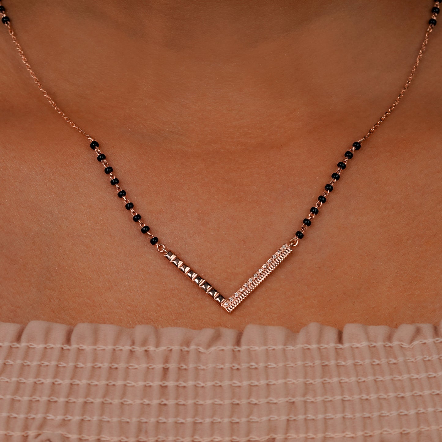 V-Shape Modern Mangalsutra Pendant in 925 Silver