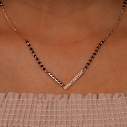 V-Shape Modern Mangalsutra Pendant in 925 Silver