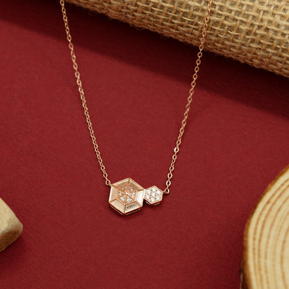 HexaAura Dual-Charm Geometric Pendant Necklace