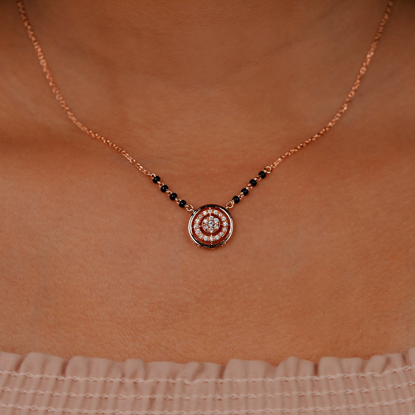 Round Charm 925 Silver Mangalsutra
