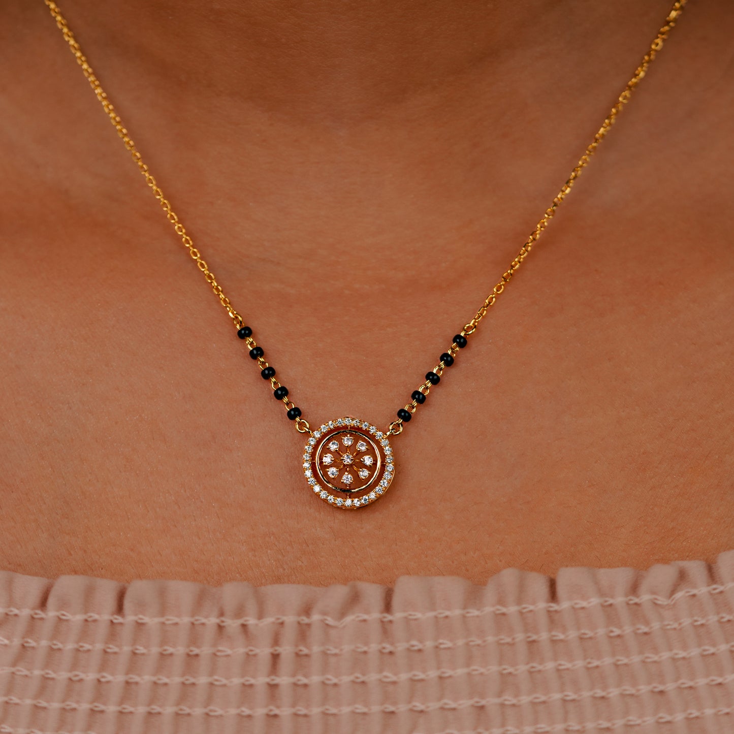 Floral Circle 925 Silver Mangalsutra