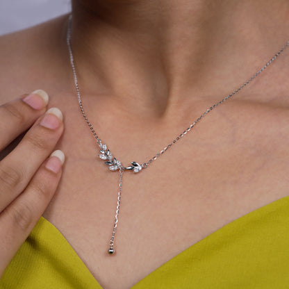 Silver Leaf Lariat Necklace