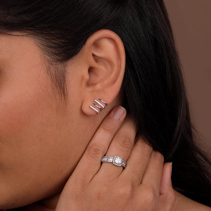 Triple Twist Diamond Hug Earrings