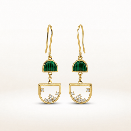 Celestial Green Stone Drop Earrings