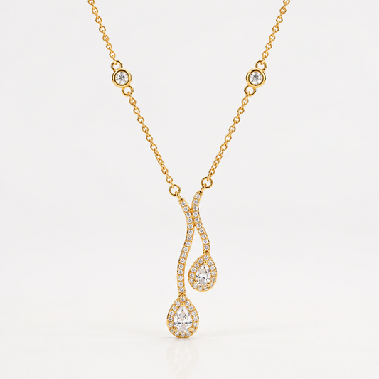 Diamond Dual Drop Pendant Necklace