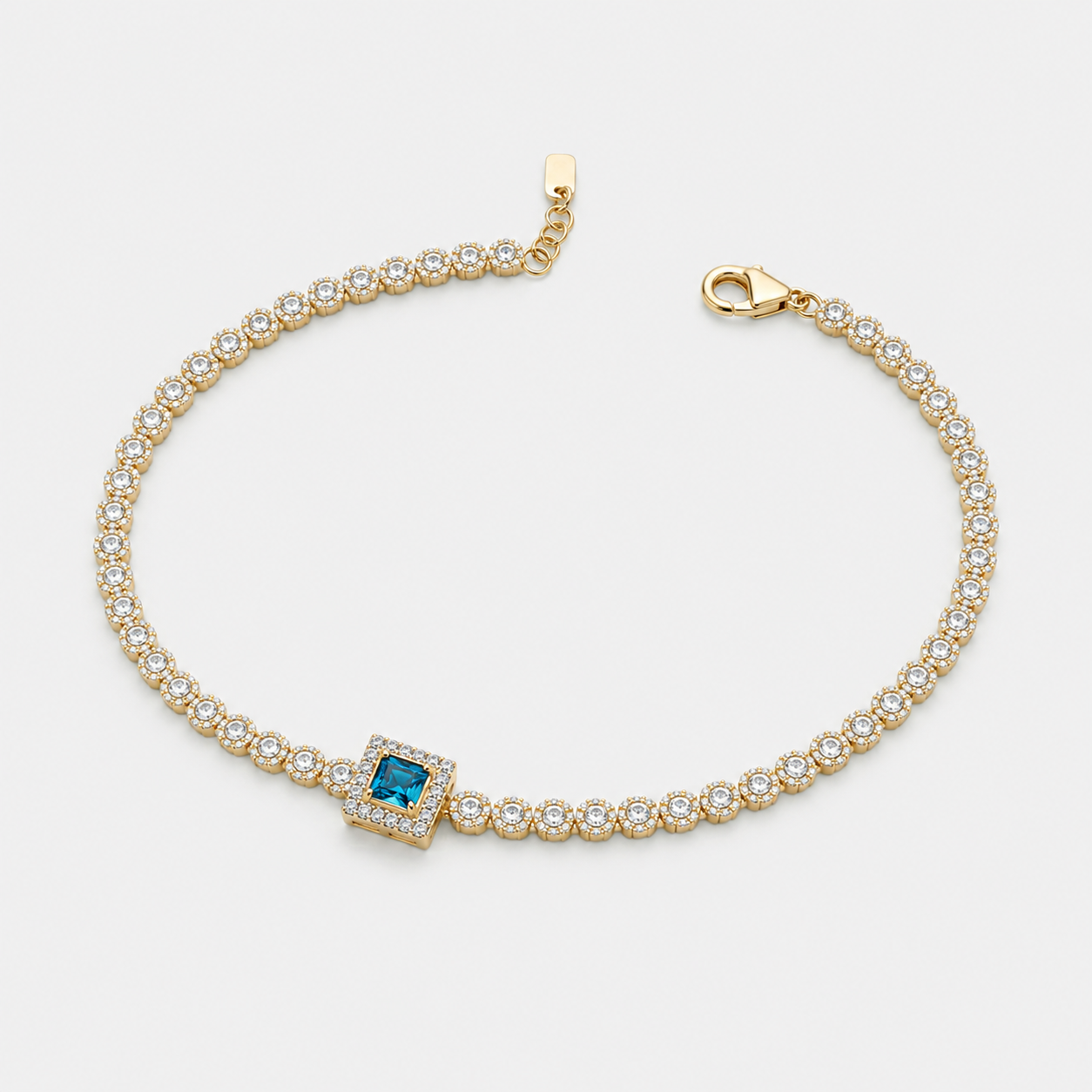 Blue Royale Halo Tennis Bracelet