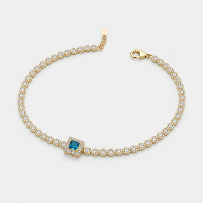Blue Royale Halo Tennis Bracelet