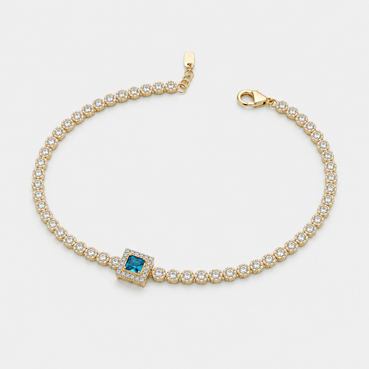 Blue Royale Halo Tennis Bracelet