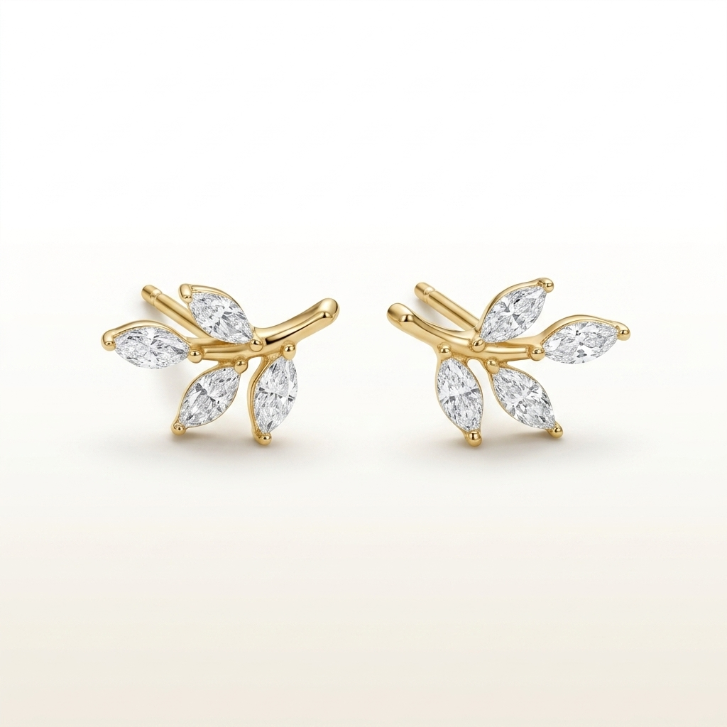 Whispering Leaf Diamond Studs