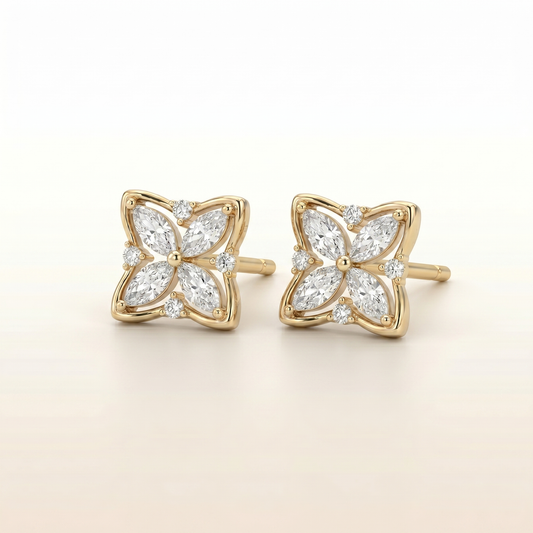 Lustrous Fleur Diamond Studs