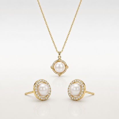 Aurelia Halo Pearl Set
