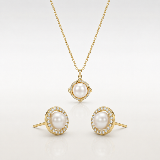 Aurelia Halo Pearl Set