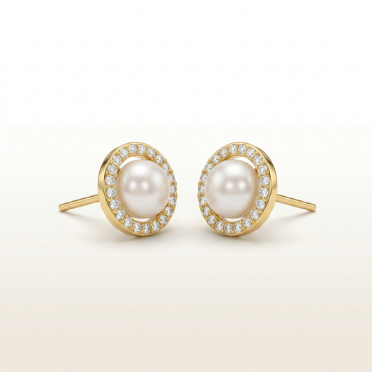 Luna Glow Sterling Silver Pearl Studs