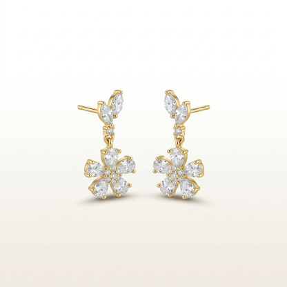 Crystal Bloom 925 Silver Floral Stud Earrings