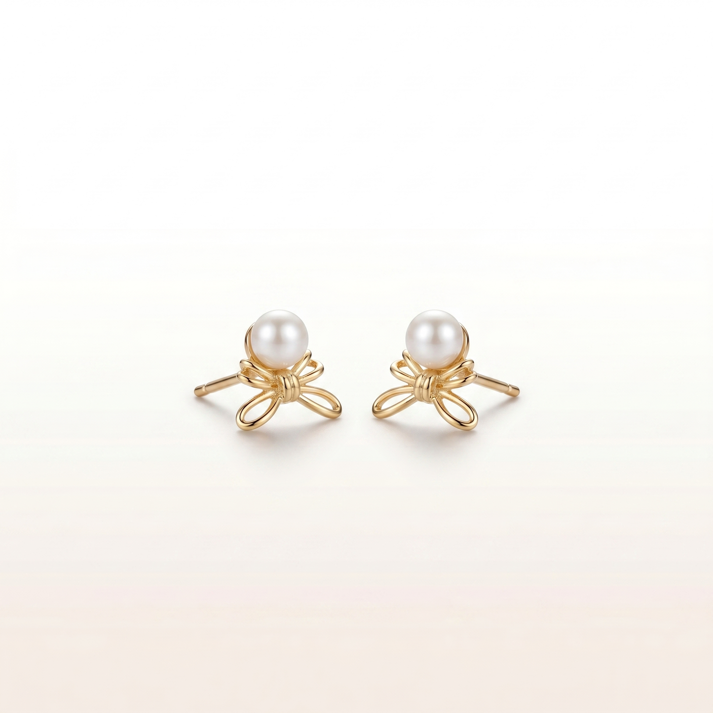 Rose Grace Pearl & Bow Stud Earrings
