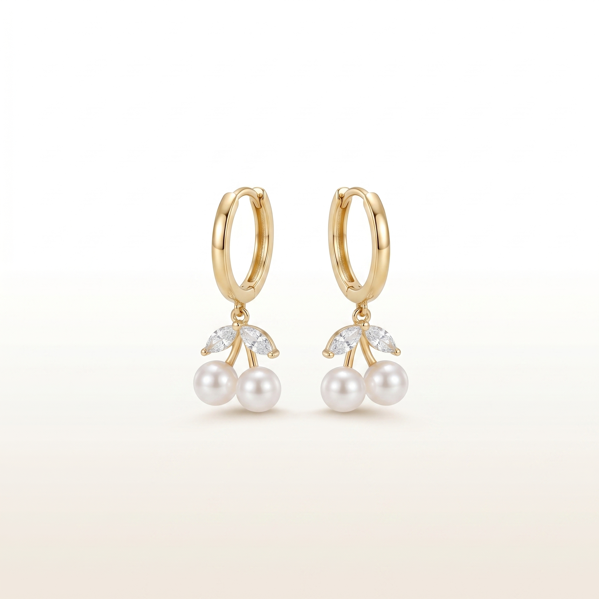 Duo Pearl Charm Hoop Earrings