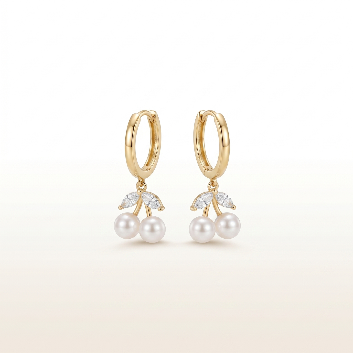 Duo Pearl Charm Hoop Earrings