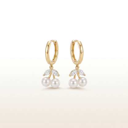 Duo Pearl Charm Hoop Earrings