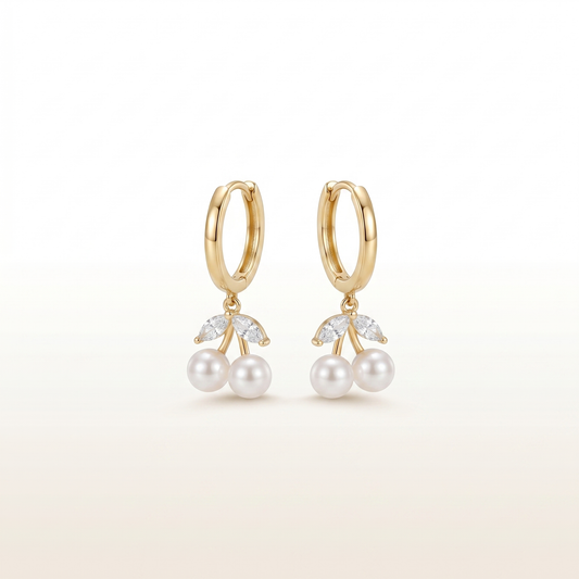 Duo Pearl Charm Hoop Earrings