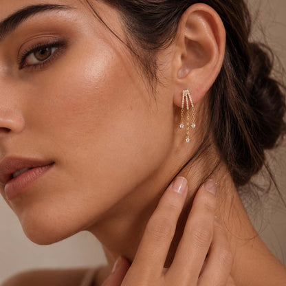 Celestia Dual Drop Bar Earrings
