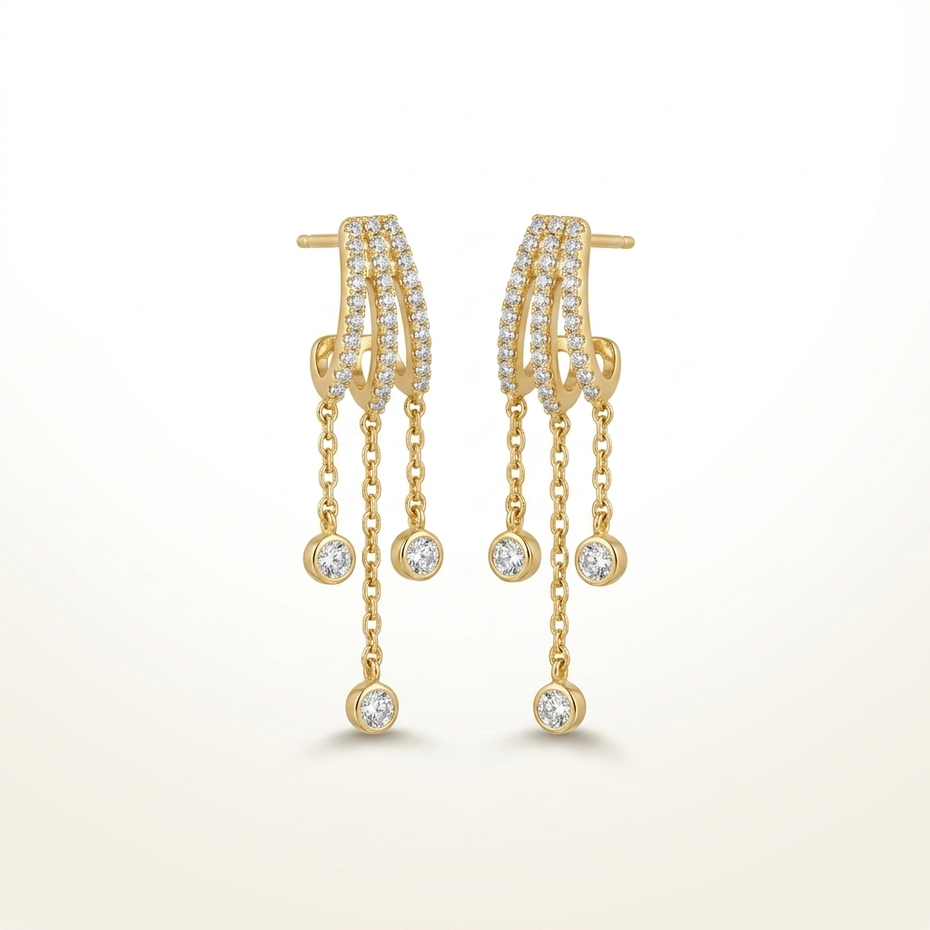 Celestia Dual Drop Bar Earrings