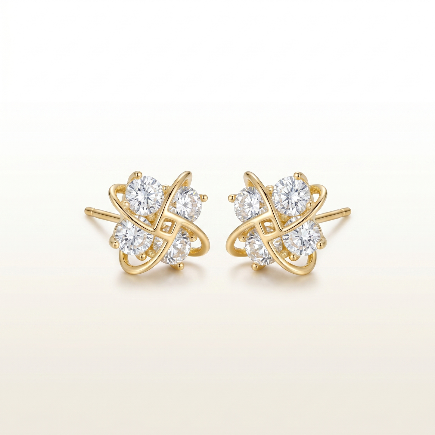 Golden Bloom Diamond Studs