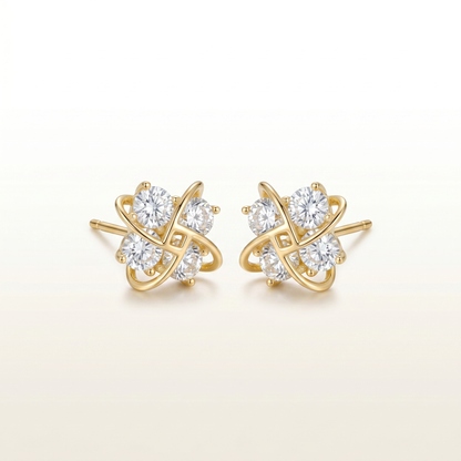 Golden Bloom Diamond Studs