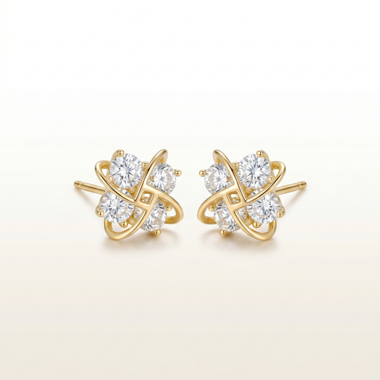 Golden Bloom Diamond Studs