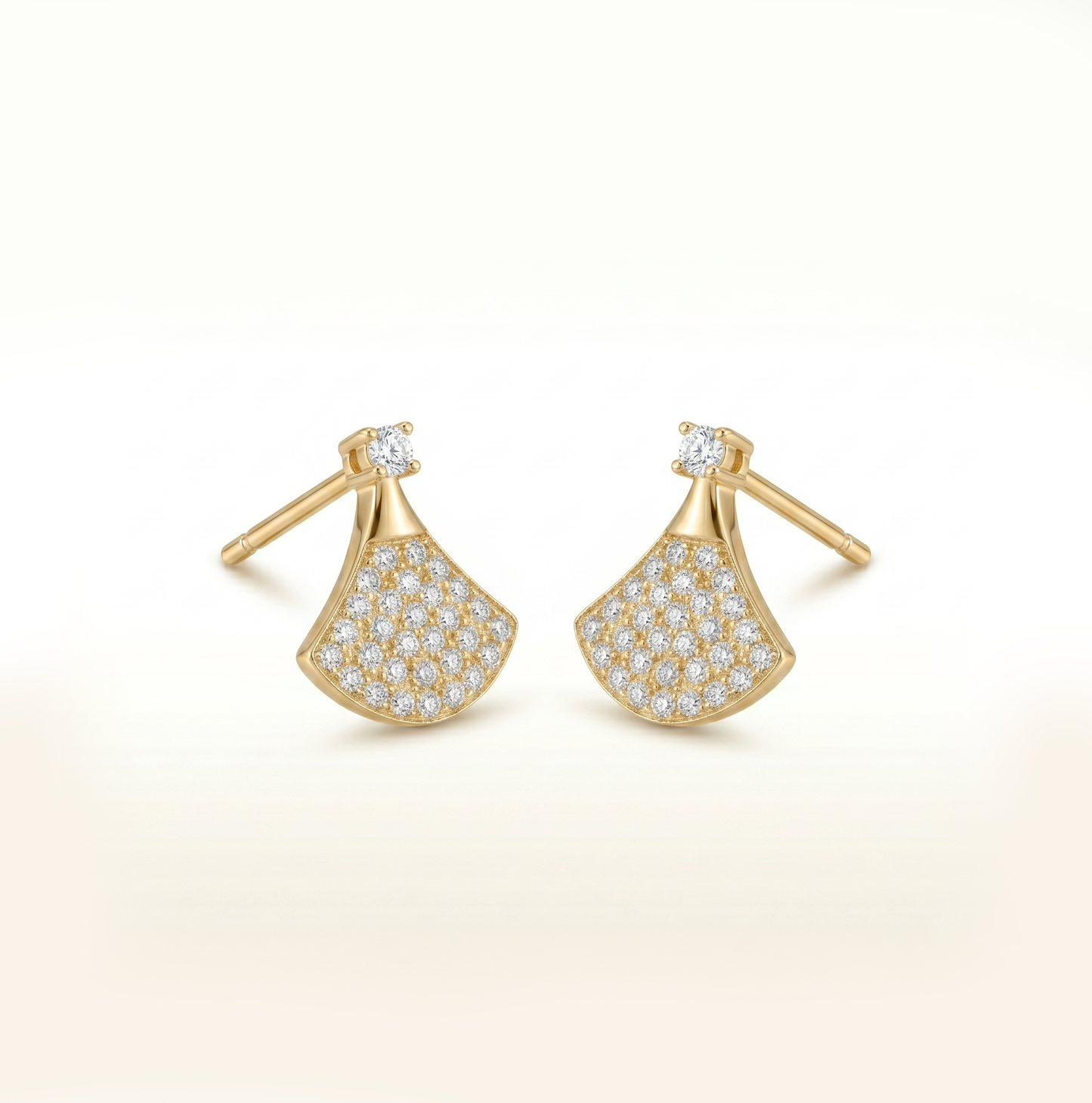 Golden Fan Sparkle Studs
