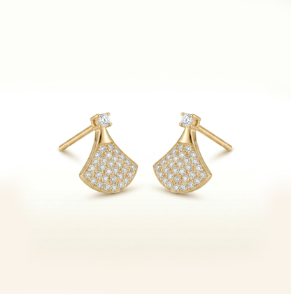 Golden Fan Sparkle Studs