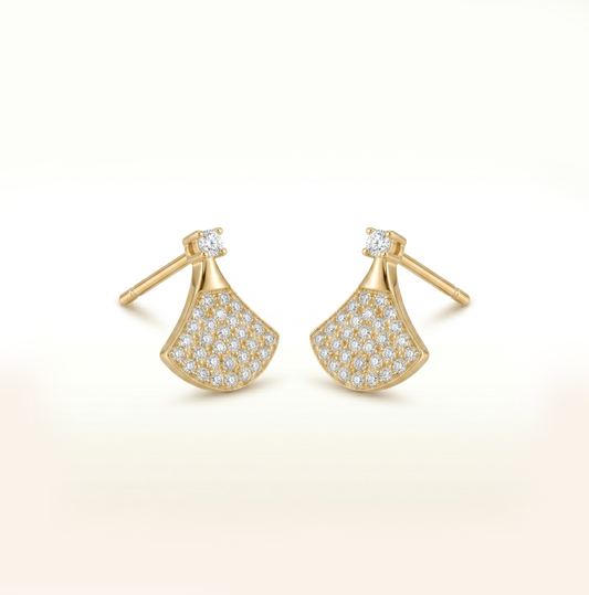 Golden Fan Sparkle Studs