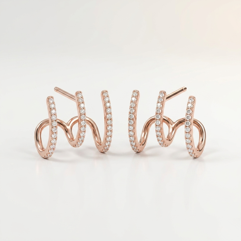 Triple Twist Rose Gold CZ Ear Climber