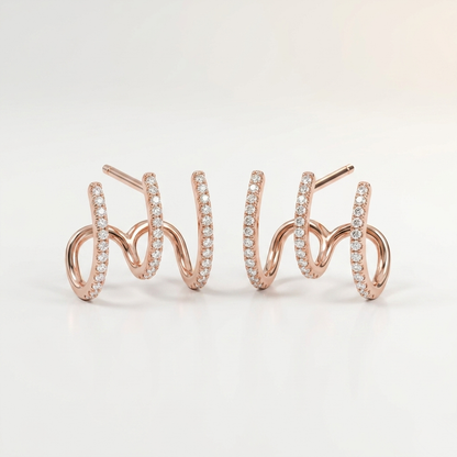 Triple Twist Rose Gold CZ Ear Climber