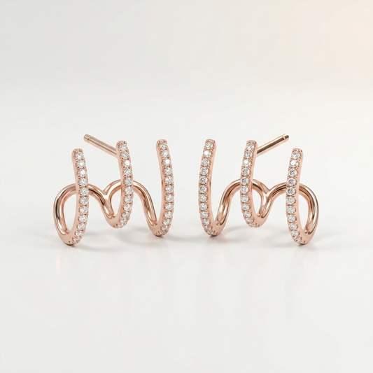 Triple Twist Rose Gold CZ Ear Climber
