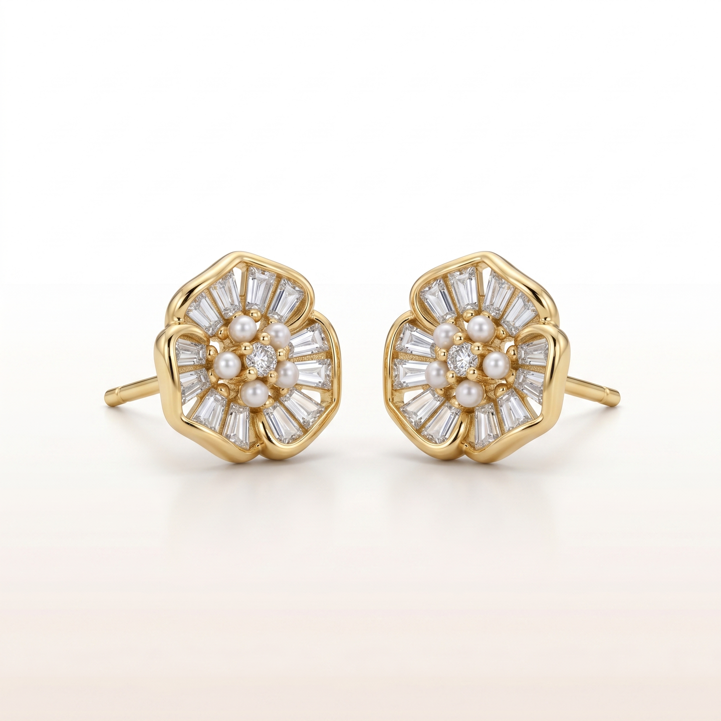 Radiant Bloom Solitaire Stud Earrings