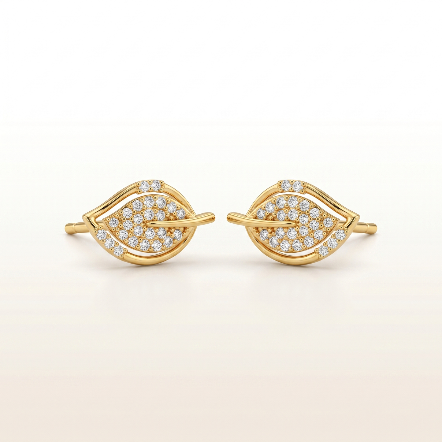 Leaf Whisper Diamond-Cut Stud Earrings