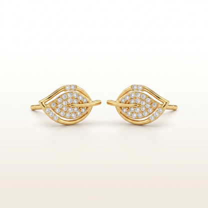 Leaf Whisper Diamond-Cut Stud Earrings