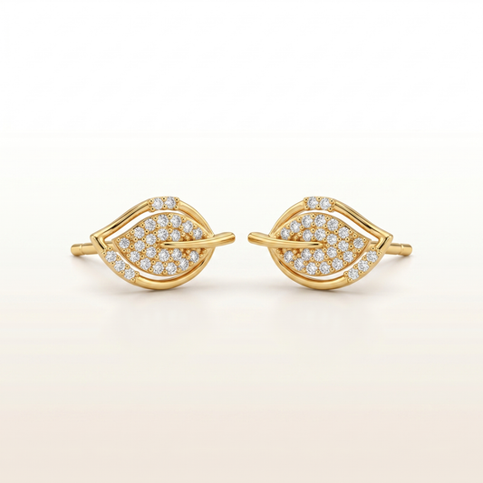 Leaf Whisper Diamond-Cut Stud Earrings